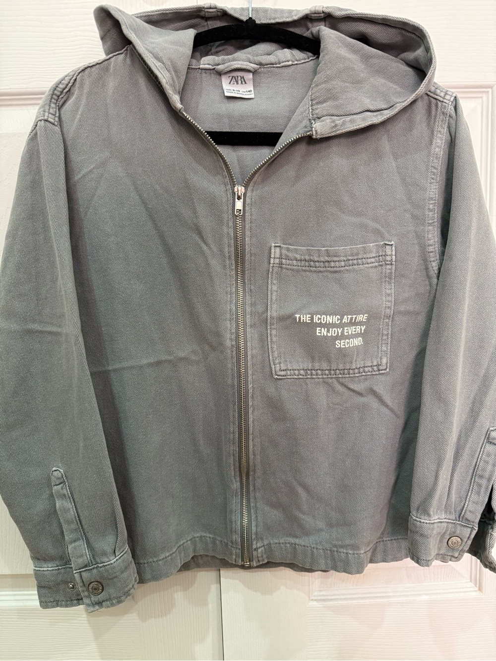 Zara Kids/Boys Hooded Zip Jacket in Faded Gray